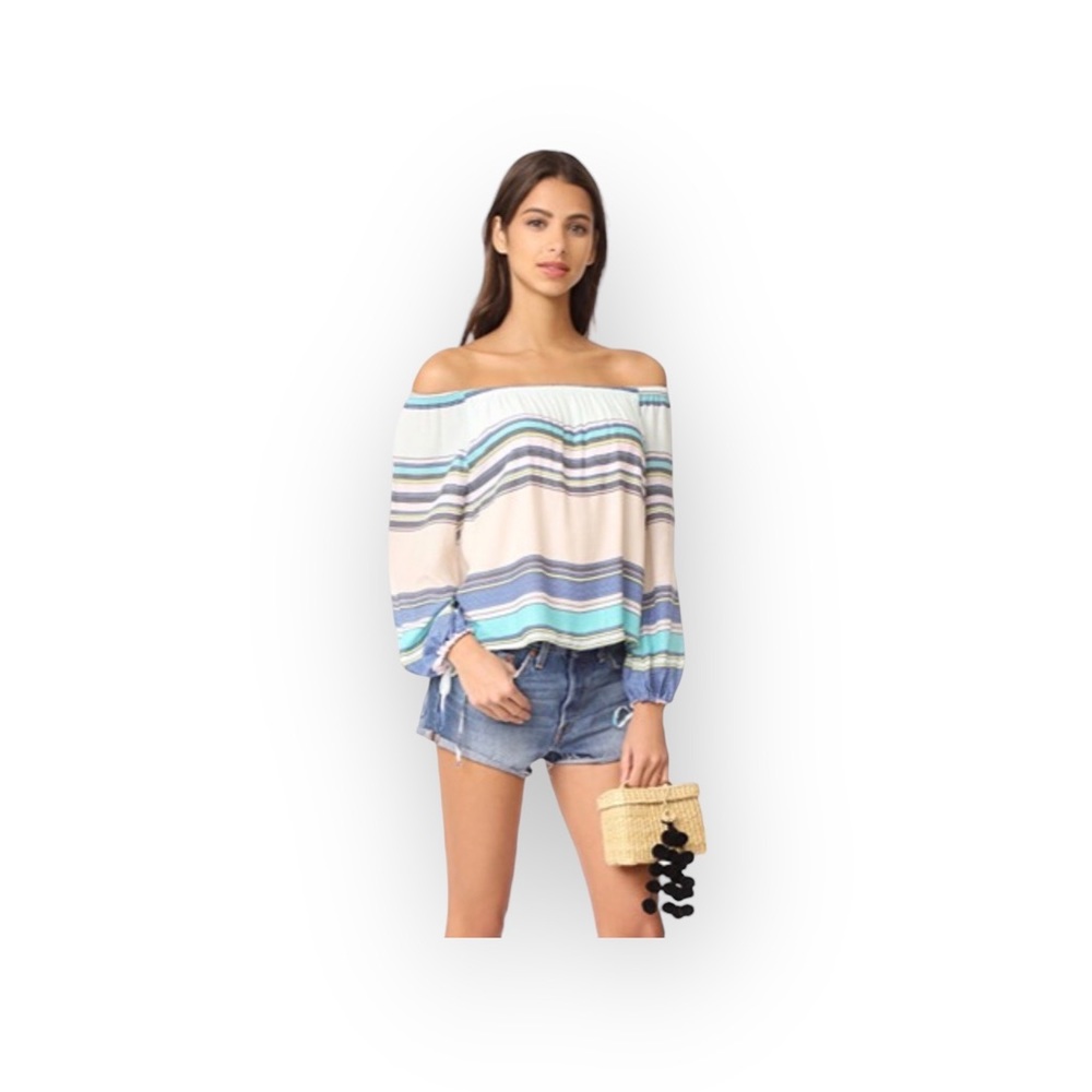 new last1 Wildfox Couture ✰ Off Shoulder Variegated Stripe Top ✰ Multi Color XS - Picture 2 of 15